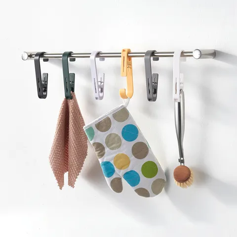 New Bathroom Hanging Rotating Clip Hook Storage Hanging Clip Curtain Clip Hook Balcony Drying Clothes Clip  Spot Direct Sales