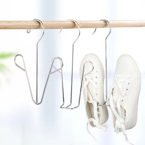 Stainless Steel Shoe Drying Rack Multifunctional Shoe Drying Rack Household Balcony Shoe Drying Rack Hook Dormitory Shoe Drying Rack Artifact Wholesale