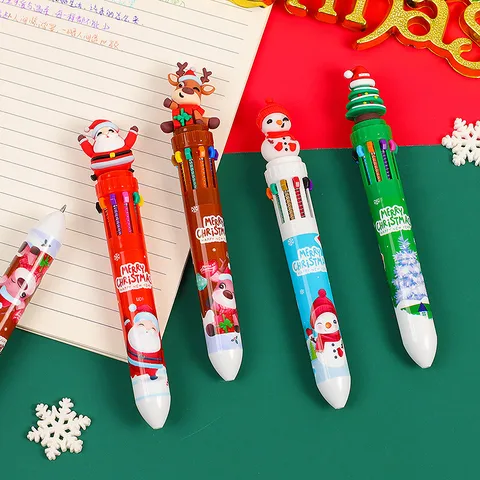 1 Piece Santa Claus Snowman Elk Learning Christmas PVC Cute Ballpoint Pen