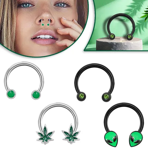 1 Piece Nose Rings & Studs Hip-Hop Exaggerated Tropical  316 Stainless Steel  Copper Epoxy Plating Rhinestones White Gold Plated Nose Rings & Studs