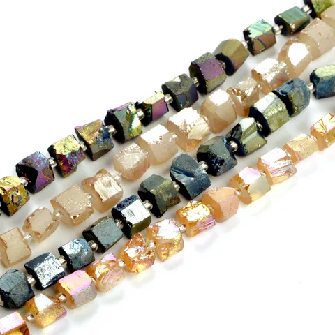 1 Set 10-15mm Hole 1~1.9mm Natural Crystal Column Gem Crystal Geometric Beads