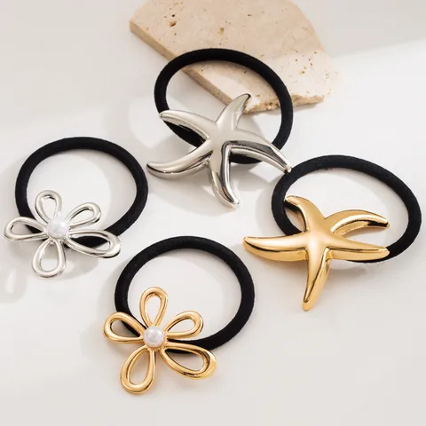 Women's Elegant Classic Style Starfish Flower Alloy Plating Inlay Pearl Hair Tie