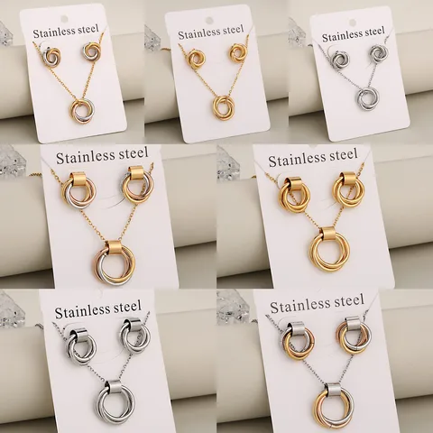 Wholesale Jewelry Casual Vacation Classic Style Circle 304 Stainless Steel 18K Gold Plated Jewelry Set