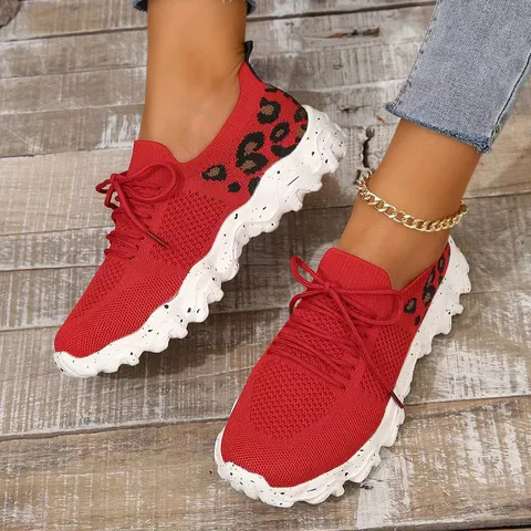 Women's Casual Leopard Round Toe Sports Shoes