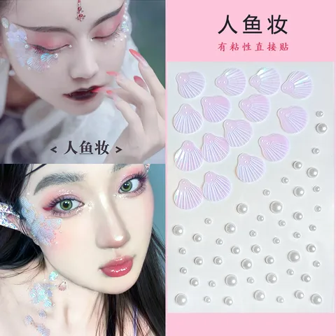 Black Moon Star Diamond Paste Pearl Makeup Face Makeup Sticker Face Paste Diamond Rhinestone Eye Corner Decoration Tears Bright Diamond