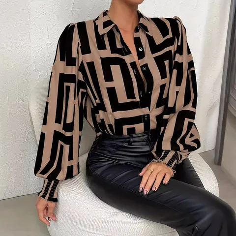 Women's Blouse Long Sleeve Blouses Streetwear Geometric