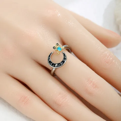 Casual Simple Style Streetwear Moon Alloy Asymmetrical Plating Unisex Open Rings