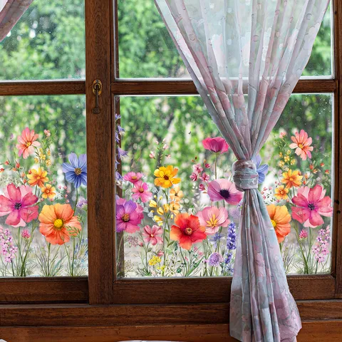 Casual Pastoral Flower PVC Wall Sticker Window Accessories