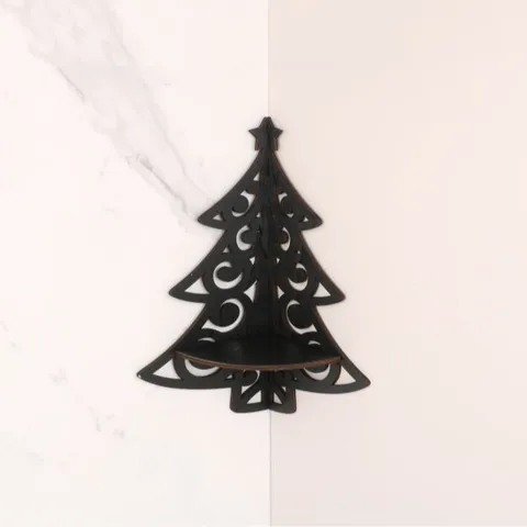 Retro Christmas Tree Wood Storage Rack Wall Art