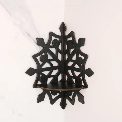 Retro Classic Style Snowflake Wood Storage Rack Wall Art