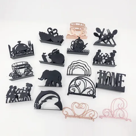 Classic Style Animal Elephant Letter Metal Iron Napkin Holder Wall Art