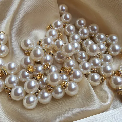 100 PCS/Package Imitation Pearl Pearl Zircon Round Pendant Jewelry Accessories