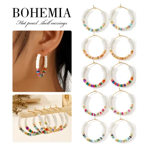 1 Pair Bohemian Geometric Handmade Shell Drop Earrings