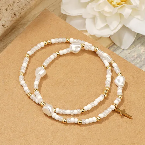 Bohemian Geometric Imitation Pearl Copper Wholesale Bracelets