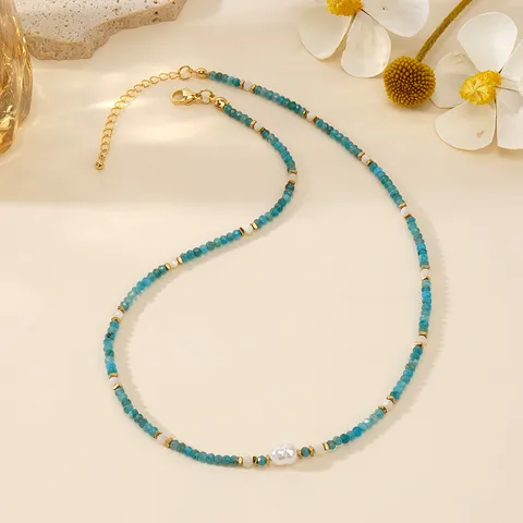 Bohemian Geometric Imitation Pearl Semi-precious Stone Wholesale Necklace