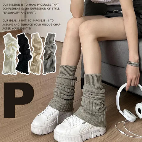 White Socks Women's Jk Pile Socks Striped Knitted Socks Sub-culture Leg Cover Hot Girl Spring And Autumn Winter Socks