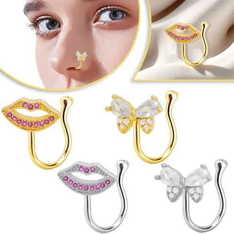 1 Piece Nose Rings & Studs Princess Sexy Pastoral Butterfly 316 Stainless Steel  Copper Plating Rhinestones Zircon White Gold Plated Gold Plated Nose Rings & Studs