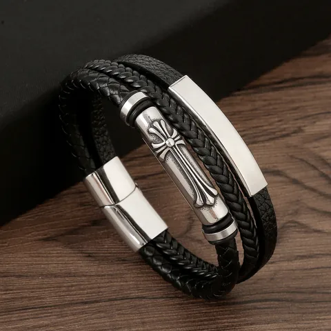 Casual Commute Cool Style Cross Pu Leather Men's Bracelets