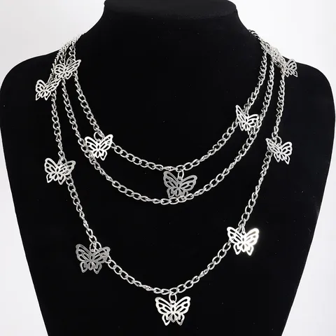 Casual Baroque Style Rock Heart Shape Butterfly Alloy Zinc Alloy Wholesale Layered Necklaces