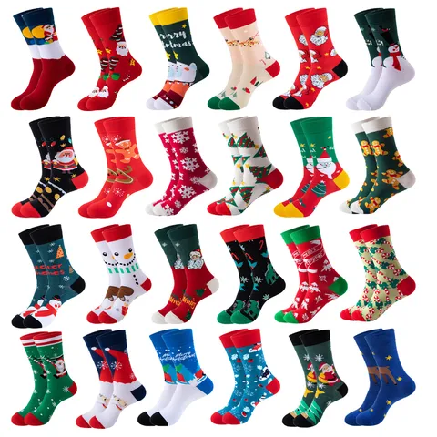 Unisex Cute Modern Style Christmas Tree Gingerbread Snowman Cotton Polyester Ankle Socks A Pair