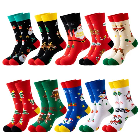 Unisex Cute Modern Style Christmas Tree Santa Claus Snowflake Ankle Socks A Pair