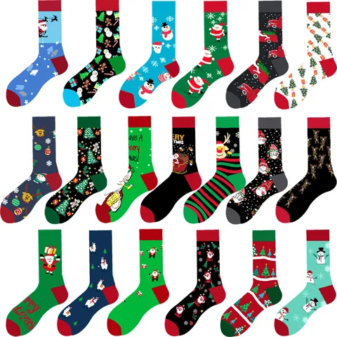 Unisex Cute Modern Style Christmas Tree Snowman Snowflake Cotton Ankle Socks A Pair