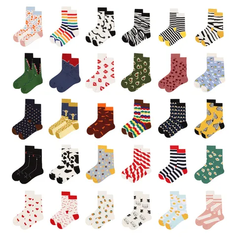 Unisex Modern Style Classic Style Printing Stripe Leopard Cotton Crew Socks A Pair