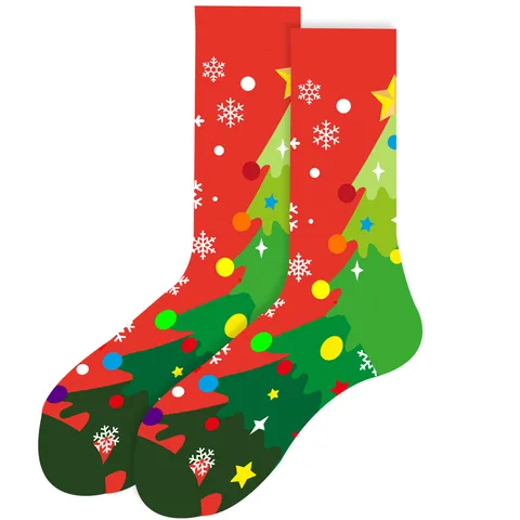 Unisex Cute Christmas Tree Santa Claus Snowflake Crew Socks 20 Pairs Per Pack