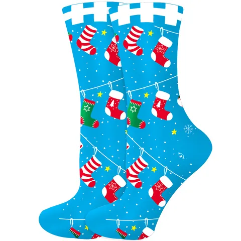 Unisex Cute Santa Claus Christmas Socks Snowflake Cotton Crew Socks 20 Pairs Per Pack