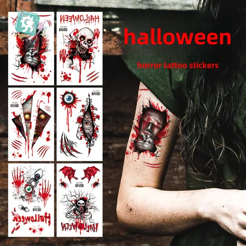 Ruikalong New Halloween Tattoo Sticker Waterproof Long-lasting Horror Funny Scar Simulation Sticker For Boys And Girls