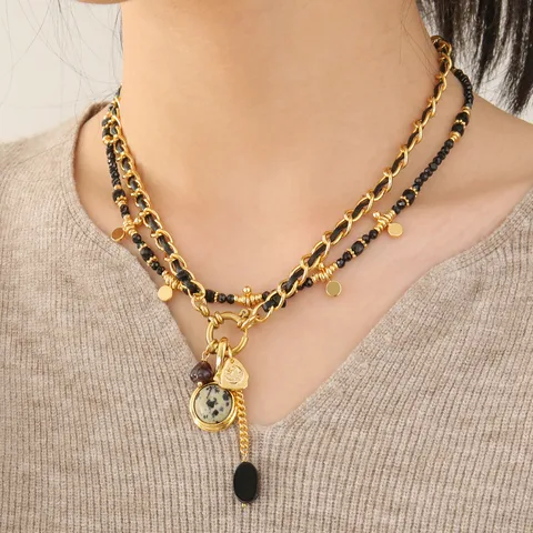 Casual Commute Irregular Agate Leather Rope Wholesale Necklace