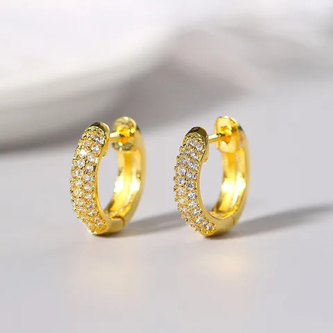 1 Pair Hip-Hop Circle Plating Inlay Copper Zircon Gold Plated Earrings