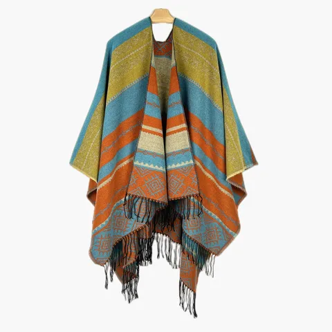 British Cashmere Autumn And Winter Shawl Personality Cloak Ladies Tassels Long Cashmere Shawl