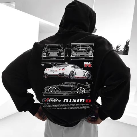 Men's Letter Car Casual Streetwear Long Sleeve Loose Hooded