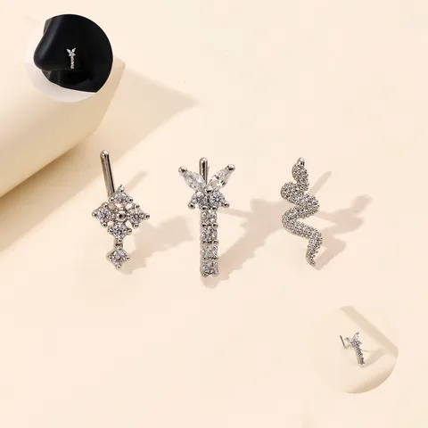 1 Piece Nose Rings & Studs Cute Sexy Simple Style Cross Snake Butterfly Brass Nose Rings & Studs