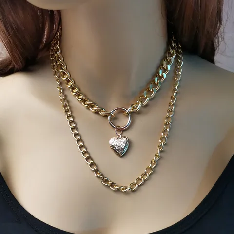 Retro Simple Style Heart Shape Alloy Wholesale Double Layer Necklaces