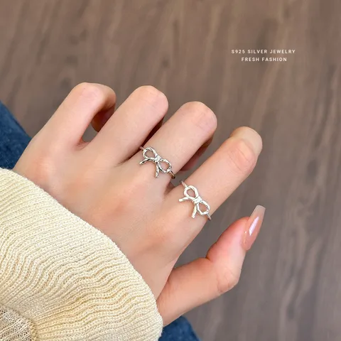 Sterling Silver Bow Knot Open Rings