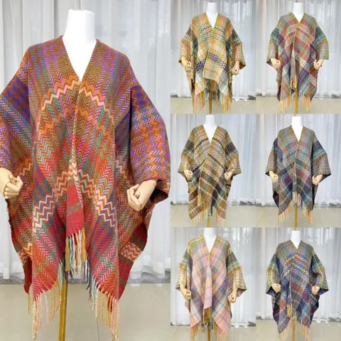 Women's Ethnic Style Stripe Polyester Tassel Shawl