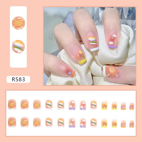 Cute Simple Style Clouds Sun Flower ABS Press-on Nails 1 Set