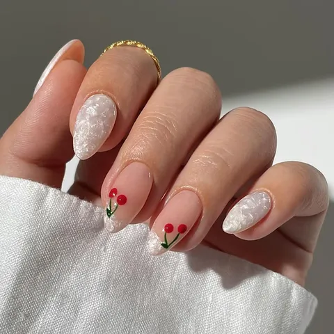 Cute French Style Sweet Cherry ABS Press-on Nails 1 Set