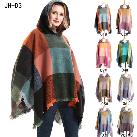 Unisex Streetwear Plaid Polyester Tassel Shawl