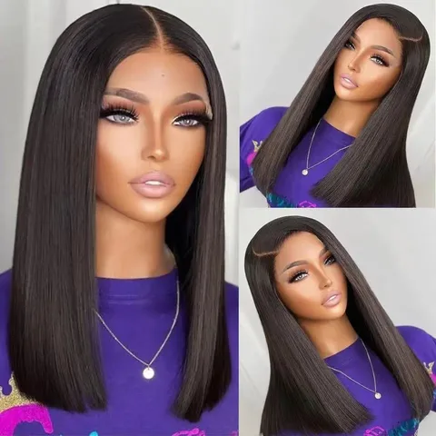 Women's Simple Style Street Real Hair Centre Parting Straight Hair Wigs