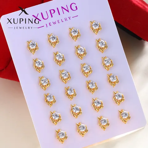 12 Pairs Casual Lady Simple Style Flower Plating Copper Artificial Gemstones 18K Gold Plated Copper Earrings Sets