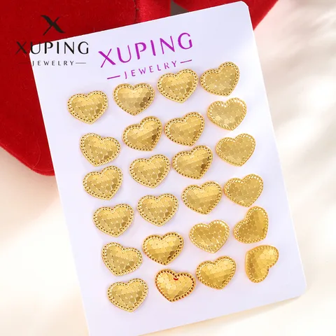 12 Pairs Sweet Simple Style Heart Shape Plating Copper 18K Gold Plated Copper Earrings Sets