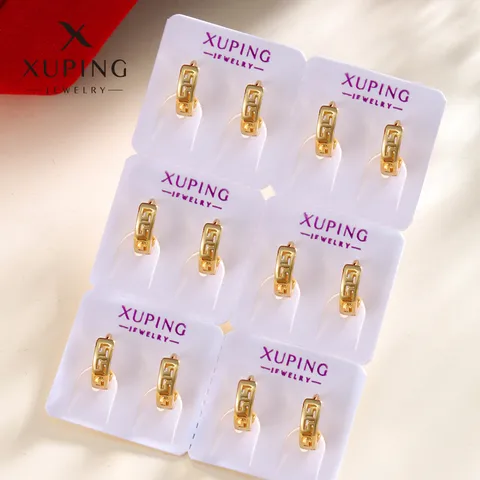 6 Pairs XUPING Simple Style Commute Circle Plating Copper 18K Gold Plated Copper Earrings Sets