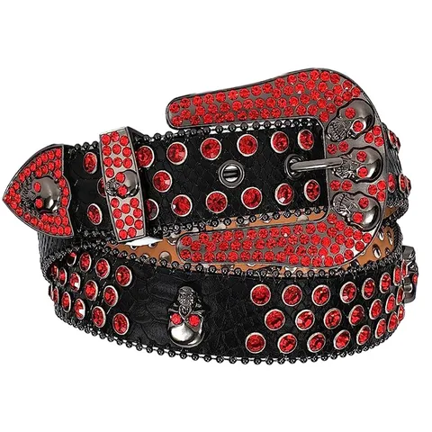 Punk Skull Pu Leather Alloy Diamond Unisex Leather Belts