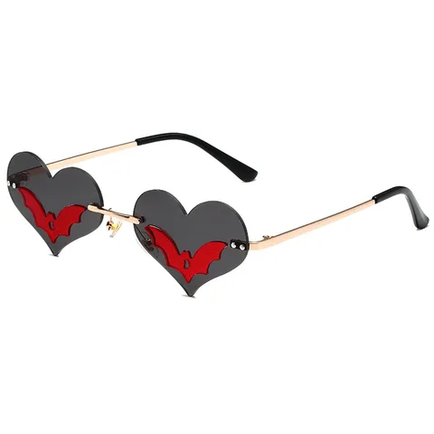 Streetwear Heart Shape Bat Pc Special-Shaped Mirror Frameless Glasses