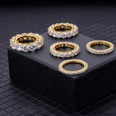 Hip-Hop Simple Style Geometric Sterling Silver Plating Inlay Zircon Gold Plated Men's Rings