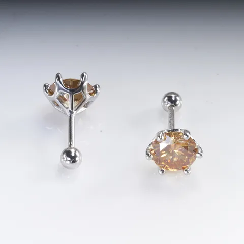 1 Pair Moissanite Round Ear Studs