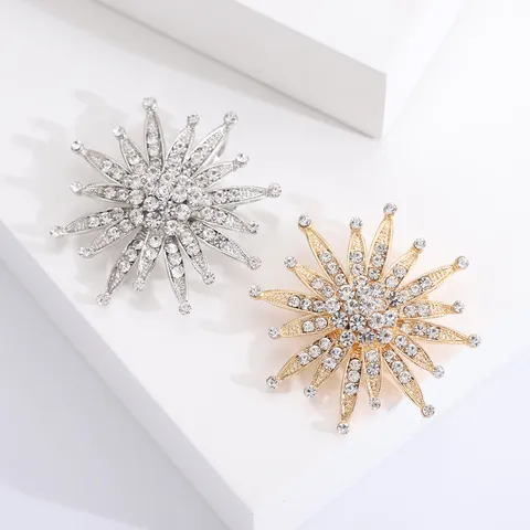 Elegant Korean Style Sun Flower Alloy Inlay Rhinestones Women's Brooches